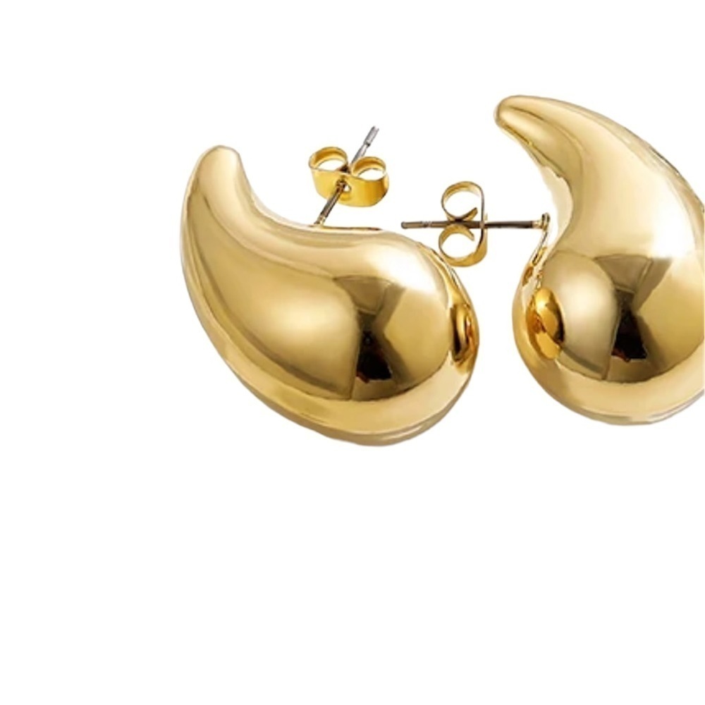 Vintage 18K gold plated  chunky Dome drop earrings - Picture 6 of 8